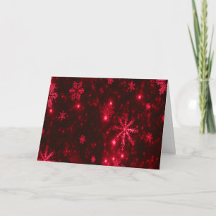 Cartes Pour Fêtes Annuelles Snowflakes Deep Red Scene Peace Love Joy Citation