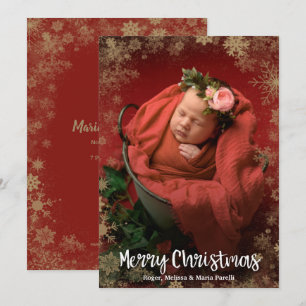 Cartes Pour Fêtes Annuelles Snowflakes Gold Photo Annonces de naissance