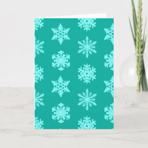 Cartes Pour Fêtes Annuelles Snowflakes Ikat - Turquoise et aqua