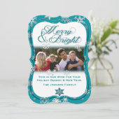 Cartes Pour Fêtes Annuelles Snowflakes ・ Joyeux ・ Lumineux ・ Fêtes ・ Nouvel An (Debout devant)