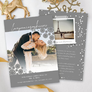 Cartes Pour Fêtes Annuelles Snowflakes Love Peace Joy Kisses Mariage photo
