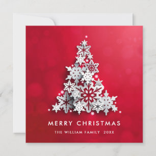 Cartes Pour Fêtes Annuelles Snowflakes minimaliste voeux Arbre de Noël