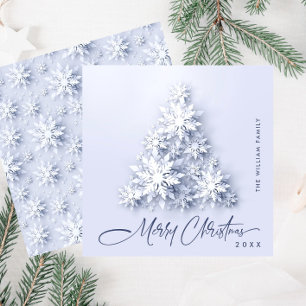Cartes Pour Fêtes Annuelles Snowflakes minimaliste voeux Arbre de Noël