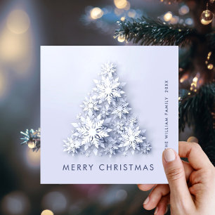 Cartes Pour Fêtes Annuelles Snowflakes minimaliste voeux Arbre de Noël