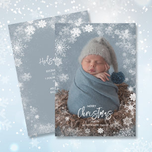 Cartes Pour Fêtes Annuelles Snowflakes Photo Annonces de naissance hivernale
