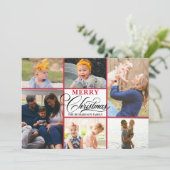 Cartes Pour Fêtes Annuelles Snowflakes Rouge moderne Élégant Script Photo Coll (Debout devant)