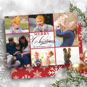 Cartes Pour Fêtes Annuelles Snowflakes Rouge moderne Élégant Script Photo Coll