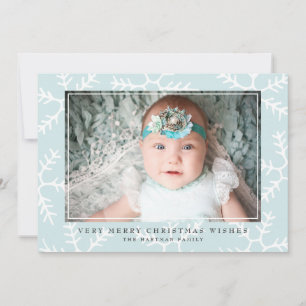 Cartes Pour Fêtes Annuelles Snowflakes rustique Élégante photo de Noël   Bleu