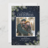 Cartes Pour Fêtes Annuelles Snowflakes rustiques en bois Plaid Joyeux Noël Pho (Devant)