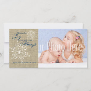 Cartes Pour Fêtes Annuelles Snowflakes rustiques et Burlap