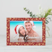 Cartes Pour Fêtes Annuelles Snowflakes Script de Noël Photo 2 Side Designs (Debout devant)