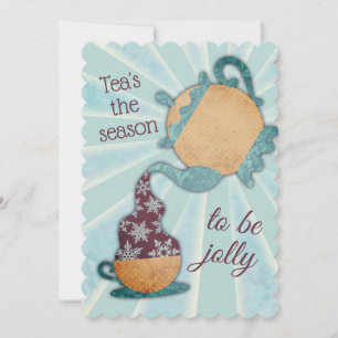 Cartes Pour Fêtes Annuelles Snowflakes Thé teapot mélangé à la main Noël