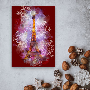 Cartes Pour Fêtes Annuelles Snowflakes Tour Eiffel Paris Noël d'hiver