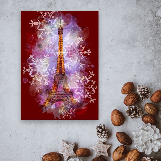 Cartes Pour Fêtes Annuelles Snowflakes Tour Eiffel Paris Noël d'hiver