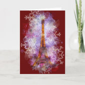 Cartes Pour Fêtes Annuelles Snowflakes Tour Eiffel Paris Noël d'hiver (Devant)