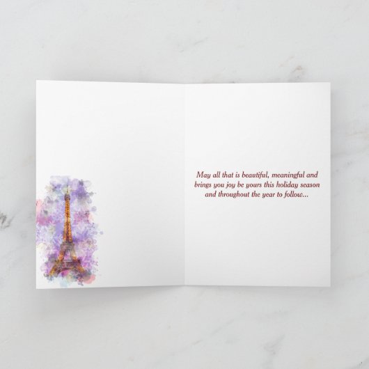 Cartes Pour Fêtes Annuelles Snowflakes Tour Eiffel Paris Noël d'hiver (Intérieur)