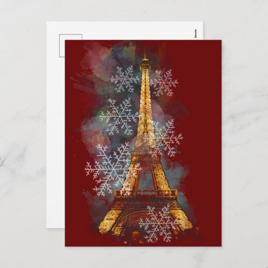 Cartes Pour Fêtes Annuelles Snowflakes Tour Eiffel Paris Noël d'hiver (Devant / Derrière)