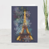 Cartes Pour Fêtes Annuelles Snowflakes Tour Eiffel Paris Noël d'hiver (Devant)