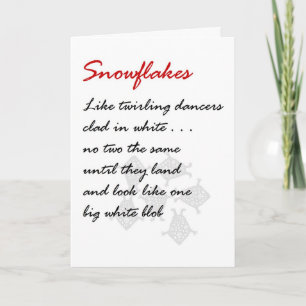 Cartes Pour Fêtes Annuelles Snowflakes - un poème de Noël amusant