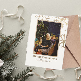 Cartes Pour Fêtes Annuelles Snowflon d'or Noël simple