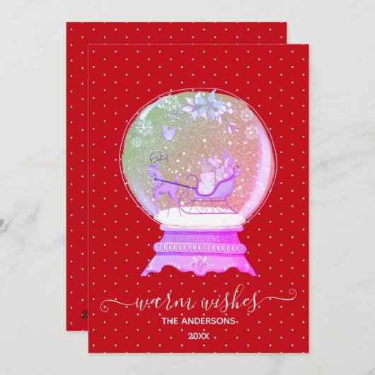 Cartes Pour Fêtes Annuelles Snowglobe (Devant / Derrière)