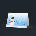 Cartes Pour Fêtes Annuelles Snowman<br><div class="desc">Carte de voeux Snowman avec un mignon bonhomme de neige portant un foulard rouge et un casquette noir sur un arrière - plan bleu décolorant, qui profite de la saison hivernale tandis que des flocons de neige de différentes formes continuent de tomber. Idéal pour Noël ou toute autre occasion. ©...</div>