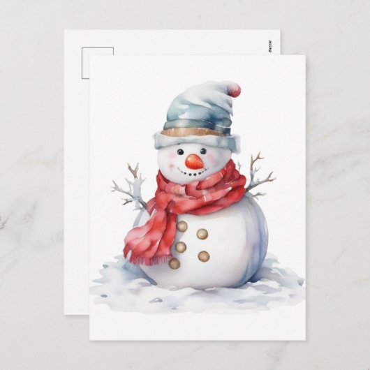 Cartes Pour Fêtes Annuelles Snowman (Devant / Derrière)