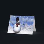 Cartes Pour Fêtes Annuelles Snowman<br><div class="desc">Un bonhomme de neige joyeux de Noël debout dans la neige tombante.</div>