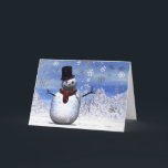 Cartes Pour Fêtes Annuelles Snowman<br><div class="desc">Un bonhomme de neige joyeux de Noël debout dans la neige tombante.</div>