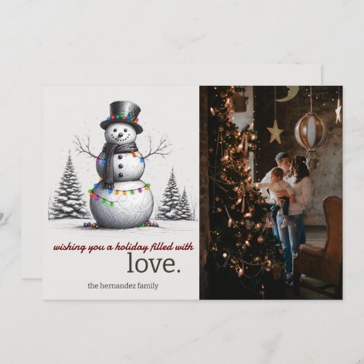 Cartes Pour Fêtes Annuelles Snowman (Devant / Derrière)