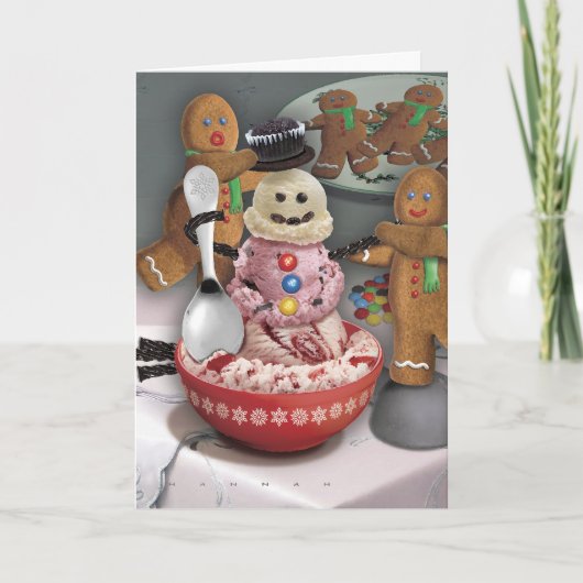 Cartes Pour Fêtes Annuelles Snowman à la glace (Devant)