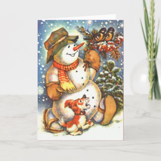 Cartes Pour Fêtes Annuelles Snowman and Dog