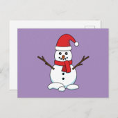 Cartes Pour Fêtes Annuelles Snowman avec Bonnet rouge et Écharpe (Devant / Derrière)