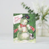 Cartes Pour Fêtes Annuelles Snowman avec chien (Debout devant)