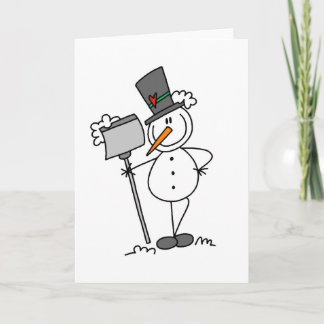 Cartes Pour Fêtes Annuelles Snowman avec Shovel