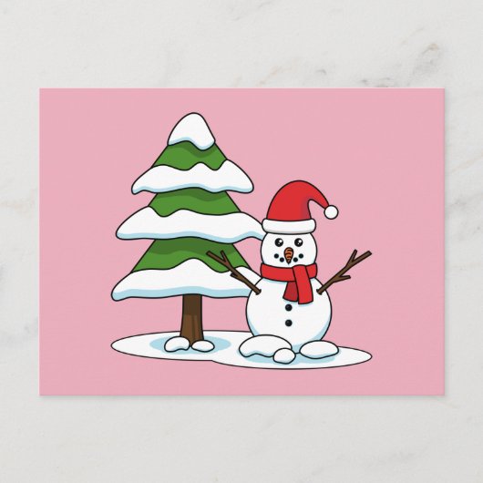 Cartes Pour Fêtes Annuelles Snowman avec Snowman Pine Tree (Devant)