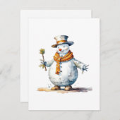 Cartes Pour Fêtes Annuelles Snowman B - Aquarelles (Devant / Derrière)