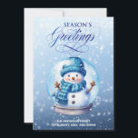 Cartes Pour Fêtes Annuelles Snowman Bleu Bonnes Fêtes blanches Noël<br><div class="desc">"Bonnes Fêtes" personnalisable carte de voeux de Noël avec un mignon bonhomme de neige à l'intérieur d'un globe de neige sur un arrière - plan bleu doux. Personnalisez avec votre nom de famille. Contactez-moi pour obtenir de l'aide sur vos personnalisations ou pour demander des produits Zazzle correspondants ou coordonnés supplémentaires....</div>