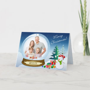 Cartes Pour Fêtes Annuelles Snowman Christmas PHOTO Snow Globe Card 2