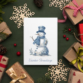Cartes Pour Fêtes Annuelles Snowman dans Delft Blue personnalisable