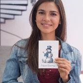 Cartes Pour Fêtes Annuelles Snowman dans Delft Blue personnalisable