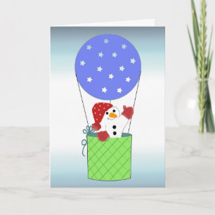 Cartes Pour Fêtes Annuelles Snowman dans un ballon à air chaud
