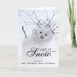 Cartes Pour Fêtes Annuelles Snowman De Noël Assis En Plein Air