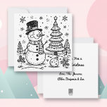Cartes Pour Fêtes Annuelles Snowman de Noël et arbre | Couleur<br><div class="desc">Carte de Noël personnalisée avec un bonhomme de neige mignon et un sapin de Noël lors d'une journée hivernale enneigée. Au verso,  vous pouvez personnaliser votre message de vacances et ajouter les noms de votre famille. Envoyez ces cartes de Noël uniques cette année !</div>