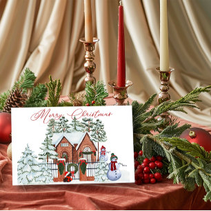 Cartes Pour Fêtes Annuelles Snowman de notre maison à votre Noël