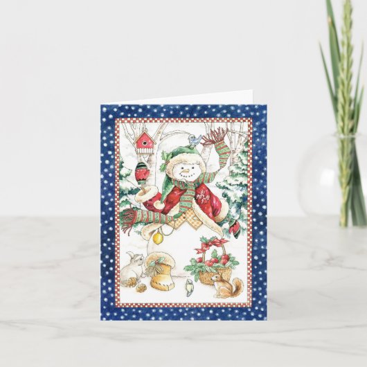 Cartes Pour Fêtes Annuelles Snowman d'hiver (Devant)