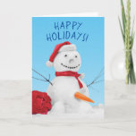 Cartes Pour Fêtes Annuelles Snowman Drôle Avec Carotte Déplacée<br><div class="desc">Carte de vacances drôle et un peu coquine d'un bonhomme de neige anatomiquement correct. Il a déplacé son nez de carotte (hem) dans la partie inférieure de son corps. La copie,  la police et la couleur peuvent être modifiées.</div>