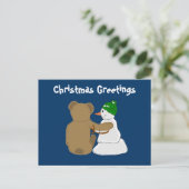 Cartes Pour Fêtes Annuelles Snowman et Bear Friends (Debout devant)