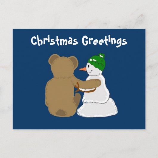 Cartes Pour Fêtes Annuelles Snowman et Bear Friends (Devant)