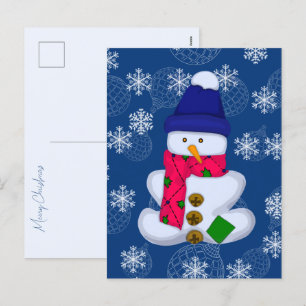 Cartes Pour Fêtes Annuelles Snowman et flocons de neige. Joyeux Noël